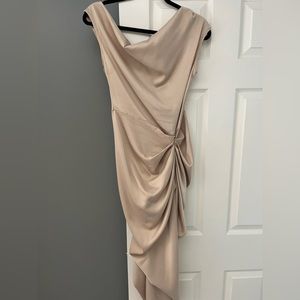 Midi off the shoulder champagne color dress